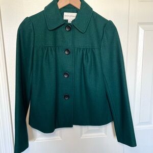 Banana Republic Emerald Pleated Green Cropped Peacoat with Four Buttons XS